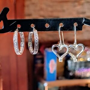 Set of Sterling Silver and Cubic Zirconia Earrings